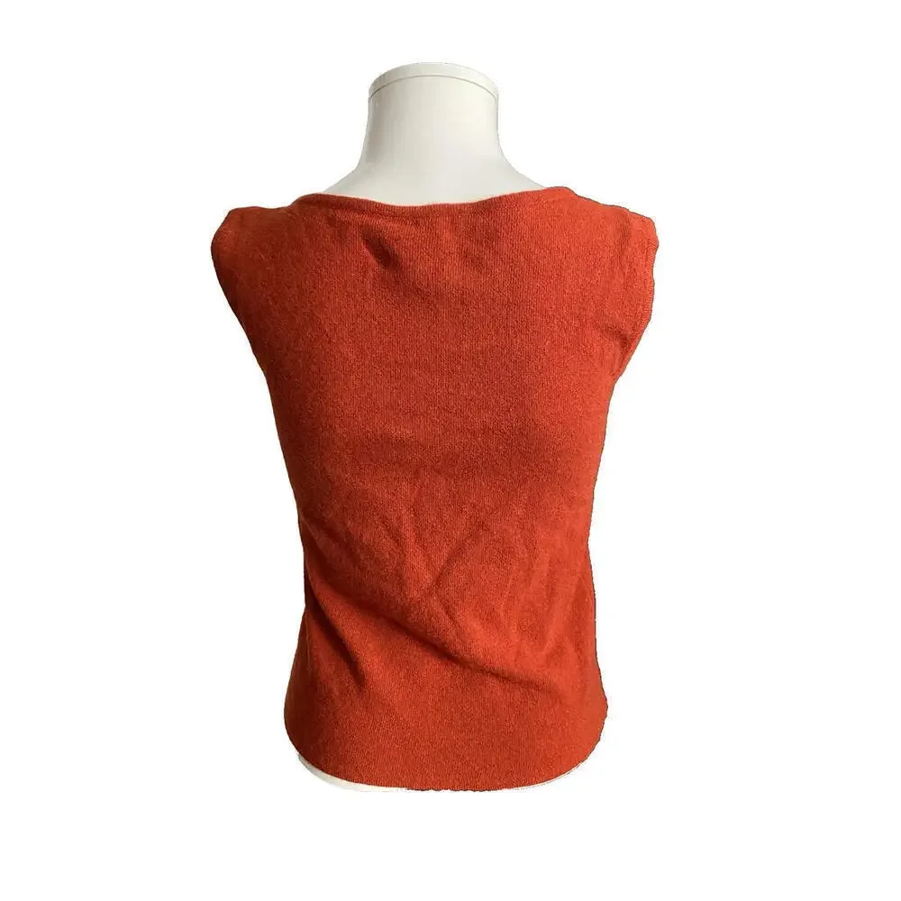03A Chanel Fall 2003 Vintage Burnt Orange Cashmere Top Tank Knit Shirt  FR-40/42